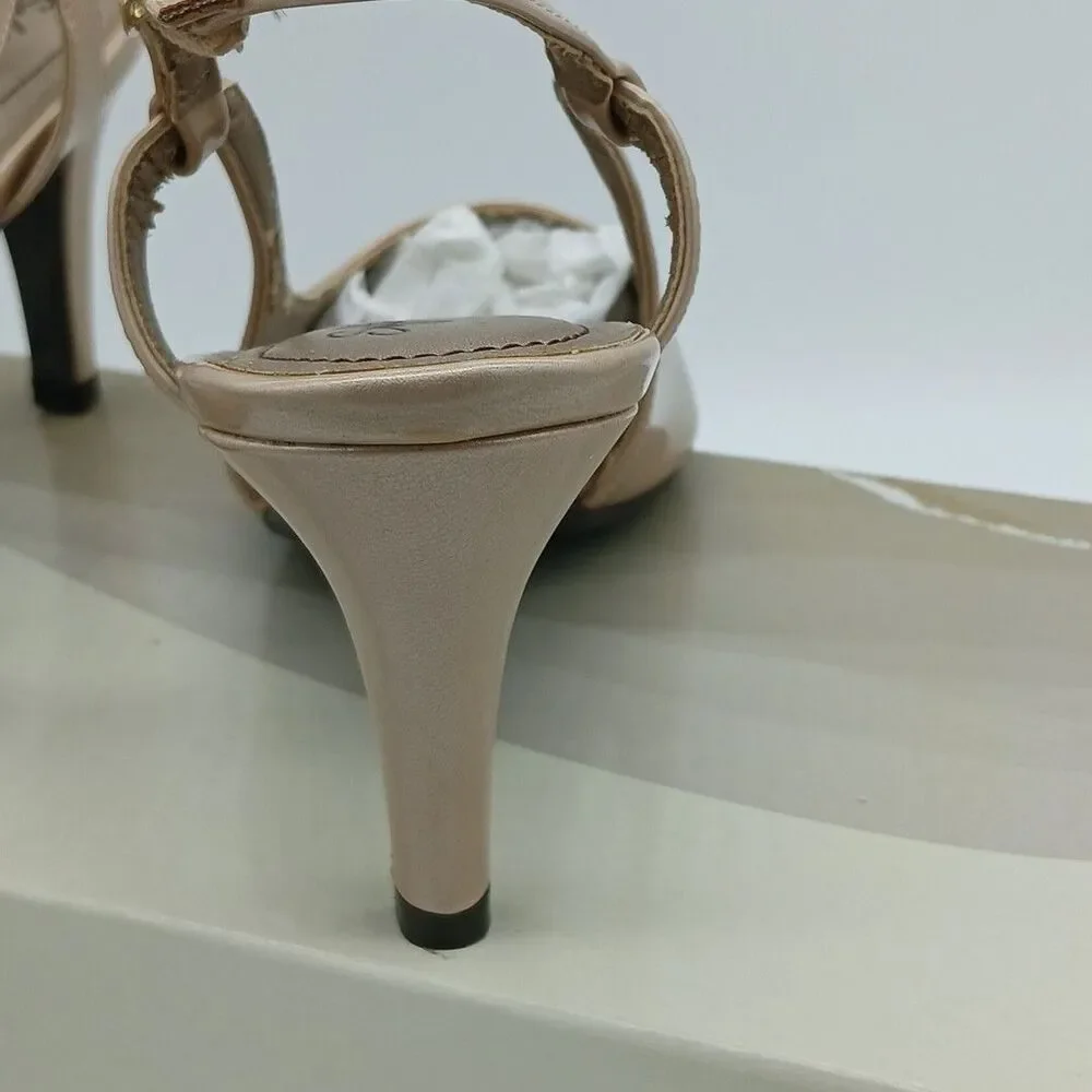 Soft Style By Hush Puppies Co. Catey Slingback Pumps Bone Pearl Patent 7.5M Read